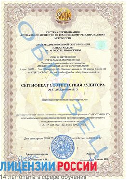 Образец сертификата соответствия аудитора №ST.RU.EXP.00006191-3 Покров Сертификат ISO 50001